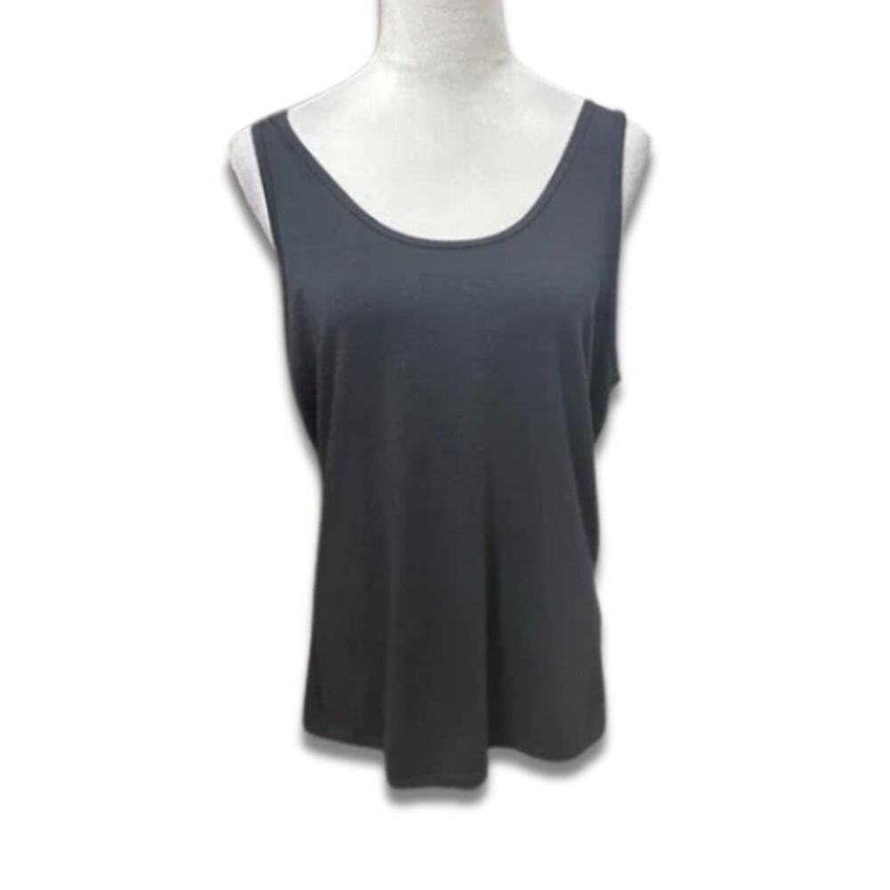Nordstrom Tank Top Sleeveless Scoop Neck Cotton Blend Stretchy Black W XXL NWOT